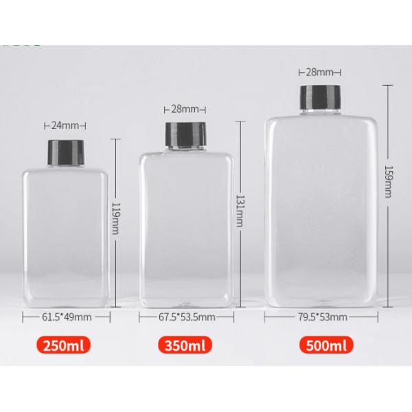 Square Clear Juic Plastic Beverage Bottles With Lids PETG ODM Silk Screen Printing