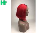Red Colored 100% Brazillian Human Hair Lace Front Bob Wigs No Foul Odor