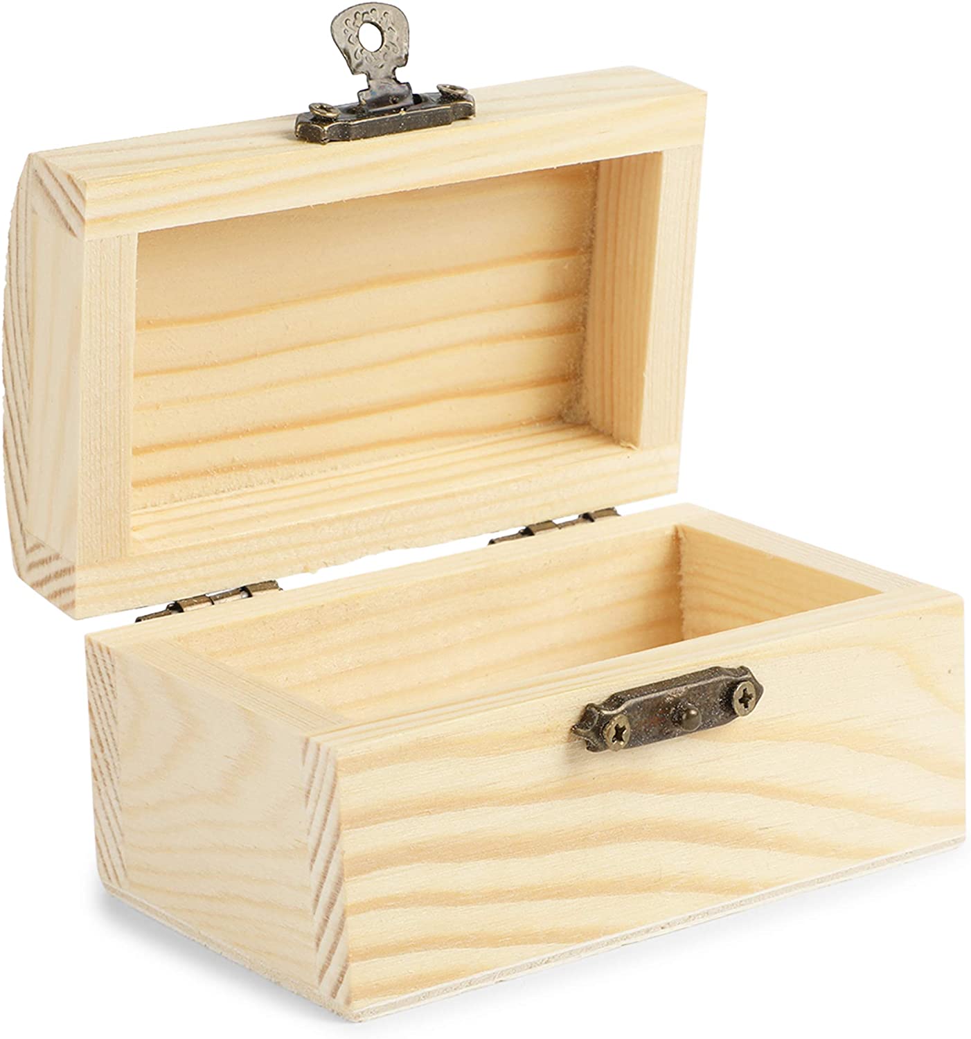 Bright Creations Unfinished Wood Treasure Chest Box with Lid & Locking Clasp 3.5 x 2.2 x 2 inches