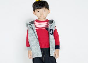 China 100% Cotton Boys Baseball Jacket  , Zippered Boys Sleeveless Hoodie With Two Pocket on sale
