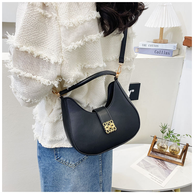 Lady Plain Handbag with Zipper Lining Fashion Shoulder Bags Underarm Long Strap Purse