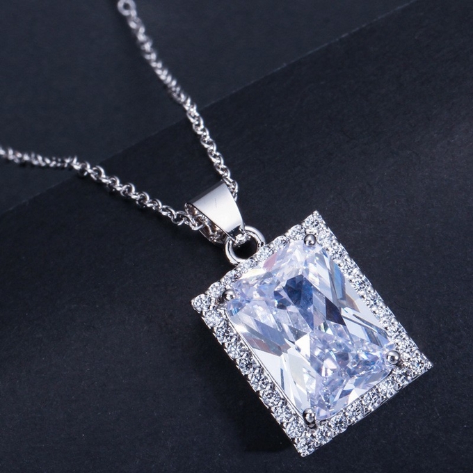White Gold Color Luxury Bridal CZ Crystal Necklace and Earring Sets Big Wedding Jewelry Sets For Brides