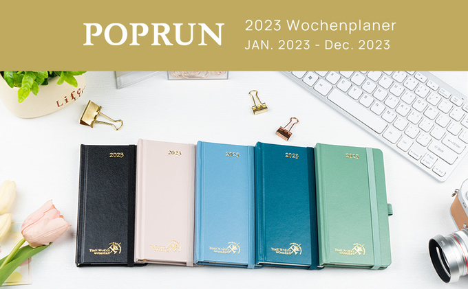 Green Color Poprun Student Weekly Planner 2023 Customization Agenda Ivory Paper