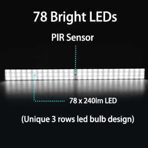 31*3.8CM 78LED USB Rechargeable Motion Sensor Light 1500mah Battery powered