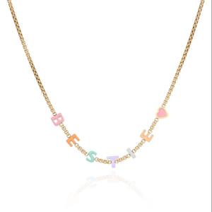 Wholesale Custom Name Necklace Individual Letters Enamel Personalized Gold Necklace Initials from china suppliers