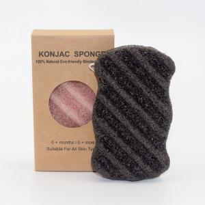 Wholesale Wave Shaped Bamboo Charcoal Black Konjac Sponge For Sensitive Skin from china suppliers