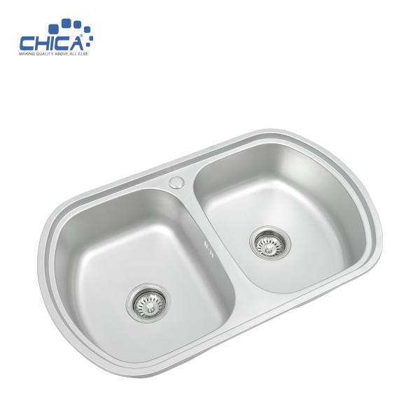 1.2mm steel SUS304 commercial stainless steel sink double bowl pressed kitchen