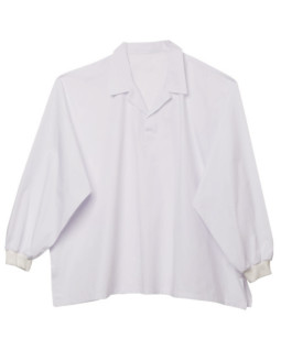 Rib Knit Cuff Coat Polyester65% Cotton35% White Dust Work Clothes