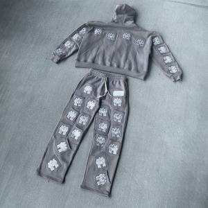 Wholesale Custom Tracksuit Unisex Screen Print Full Multi Pocket Sweat Jogging 100% Cotton Suits Streetwear Hoodie and Sweatpants Set from china suppliers