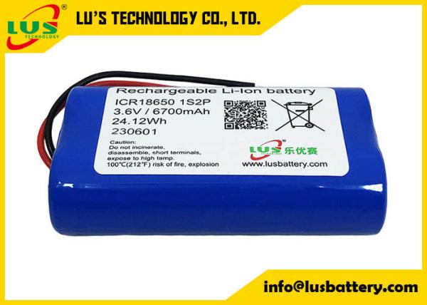 ICR18650 Battery Pack 3.6V 6700mAh Lithium Ion Rechargeable Battery Pack 18650