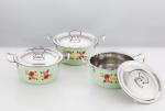 3PCS Cookware Set 8cm Stainless Steel Casserole Pot With Flower