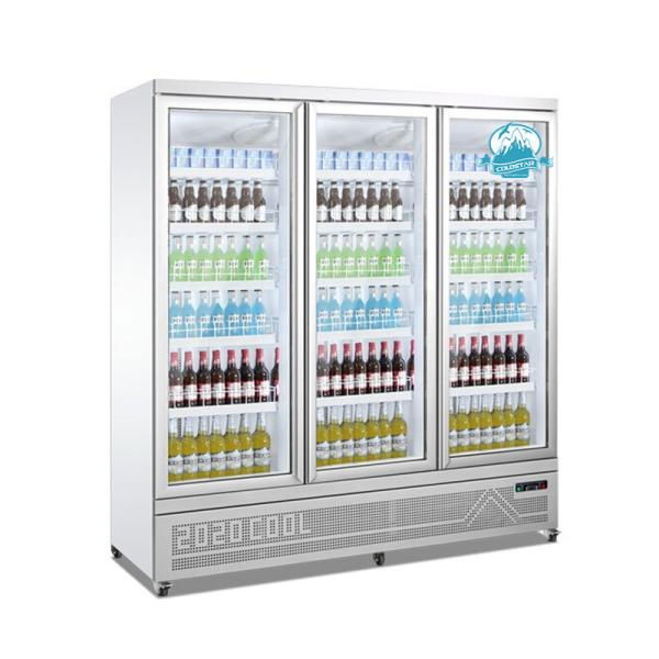 Three doors glass door display refrigerator freezer Fan cooling upright drinks