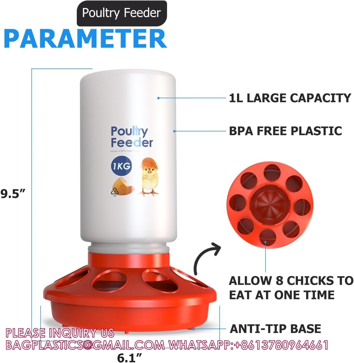 Recyclable Sustainable Plastic Chick Feeder Waterer Kit Chicken Feeder and Waterer Set