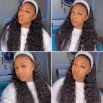 Silk Scarf 10A Headband Hair Wig Glueless Human Hair Wigs Deep Wave