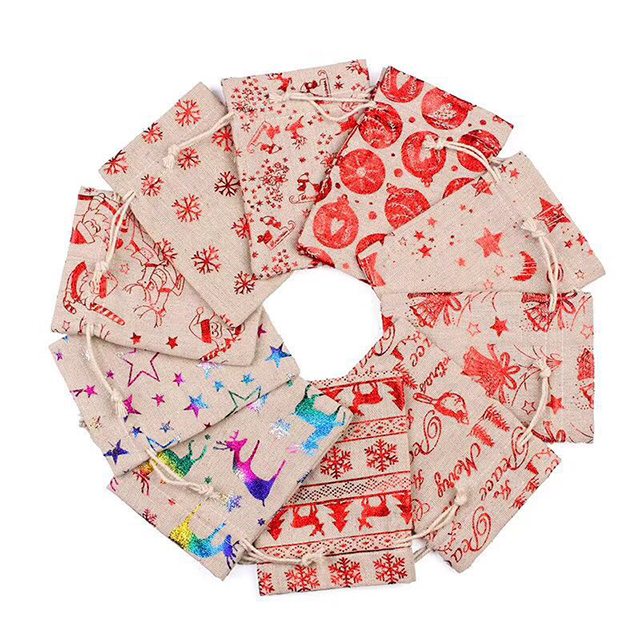 15*17cm Reusable Canvas Drawstring Bags Pocket For Gift Jewelry