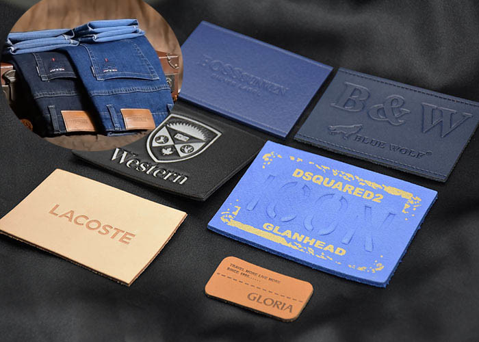 Customized Embossed Logo Jean Leather Patches For trademark Label