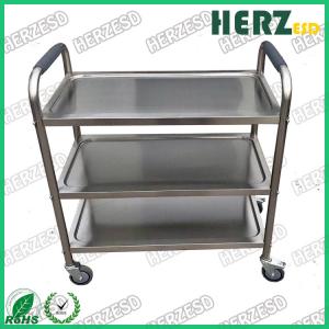 China 201 / 304 Stainless Steel ESD Safe Carts , Medical Dressing Trolley With Handle on sale