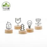 Wooden Base Place Card Holders Rustic Iron Wire Picture Picks Clip Party