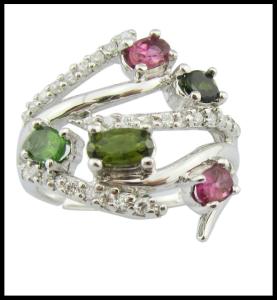 Wholesale Fashionable Gemstone Rings In 925 Silver For Women Casual Party Wear Oval Rhodium Plated Jewelry Tourmaline from china suppliers