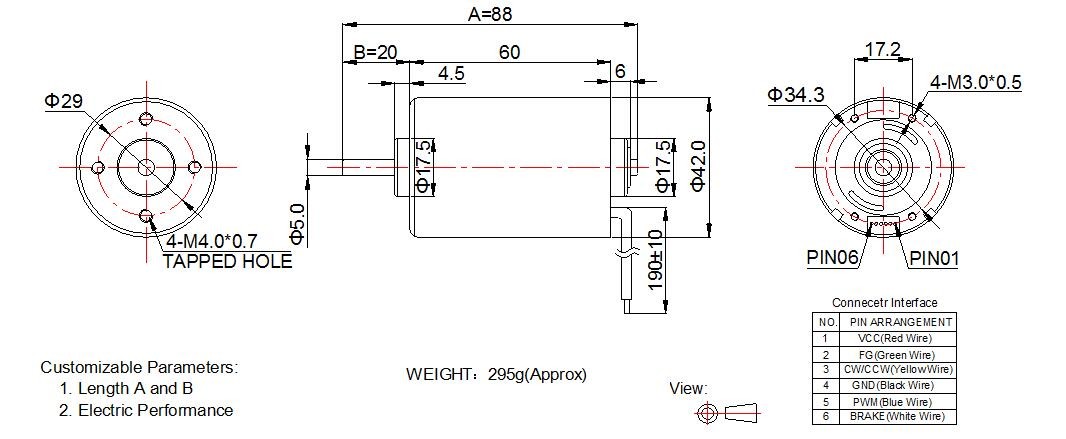 42mm 12v High Torque BLDC Motor , 12 Volt DC Brushless Motor BL4260 For Actuator
