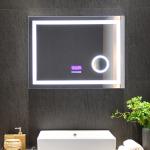 Hotel Luxury Glass Time Display Wall Mounted Lighted Bath Makeup Led Bathroom