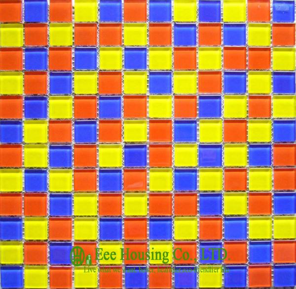 Mixed Color Glass Crystal Mosaic Tile for indoor &outdoor walls,Glass mosaic
