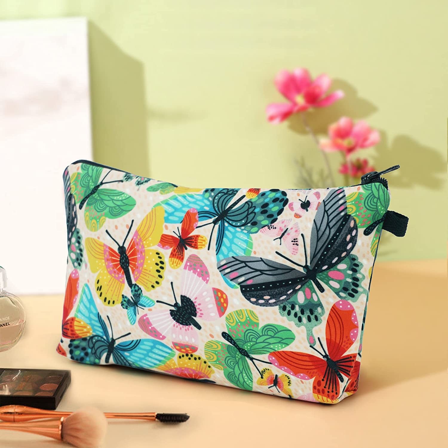 Soft Durable Cosmetic Bags for Women Small Colorful Butterfly Makeup Bag Toiletry Bag Accessories Organizer Zipper