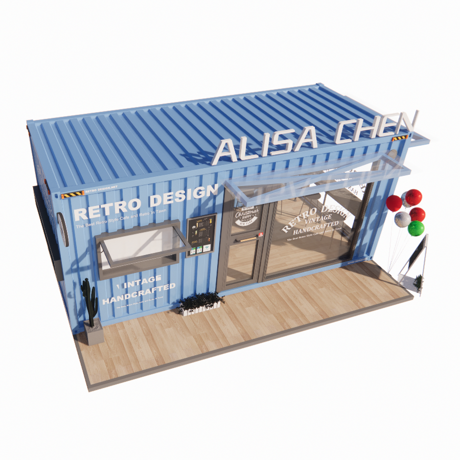 Galvanized Steel Square Tubes Container Houses 20ft Portable Kiosk Modified Prefab Modular Coffee Shop Shipping Container Bar