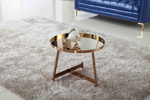 Interior Stainless Steel Shining Coffee Table Round Rose Gold Living Room