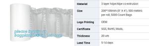 Wholesale bubble dunnage pillow air bag, air cushion films for packaging, air filled pillow bag, air column bag, dunnage cushion a from china suppliers