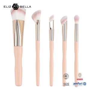 Wholesale 5pcs Factory Price Custom Logo 100% Synthetic Hair Vegan Face Eye Makeup Brush Set,Wooden Handle And Aluminium Ferrule from china suppliers