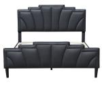 Metal Platform Upholstered Bed Frame OEM Modern Queen Size PU Leather Black