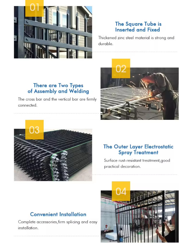 Powder Coated Tubular Steel Fence Pedestrian Double Swing Gate