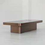 Living Room Stainless Steel Square Central Coffee Table Matt Rose Gold Satin