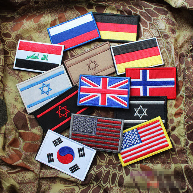 Military Flag Custom Embroidered Badges , 3D Decorative Patches For Clothes