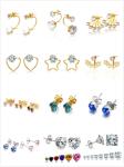 Jewelry Zircon Earrings Women's Stainless Steel Round Clear Cubic Zirconia Stud