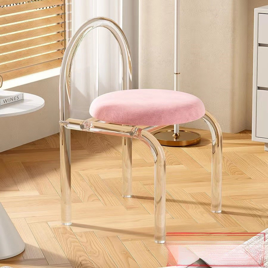 Stylish Assembled Acrylic Transparent Makeup Chair for Bedroom, Balcony, and Dining Use