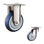 4 Inch 304SS Soft TPR Double Brake Medium Duty Stainless Steel Castor Wheels