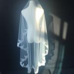 Ivory Bridal Veil Embroidery Lace Edge with Cord
