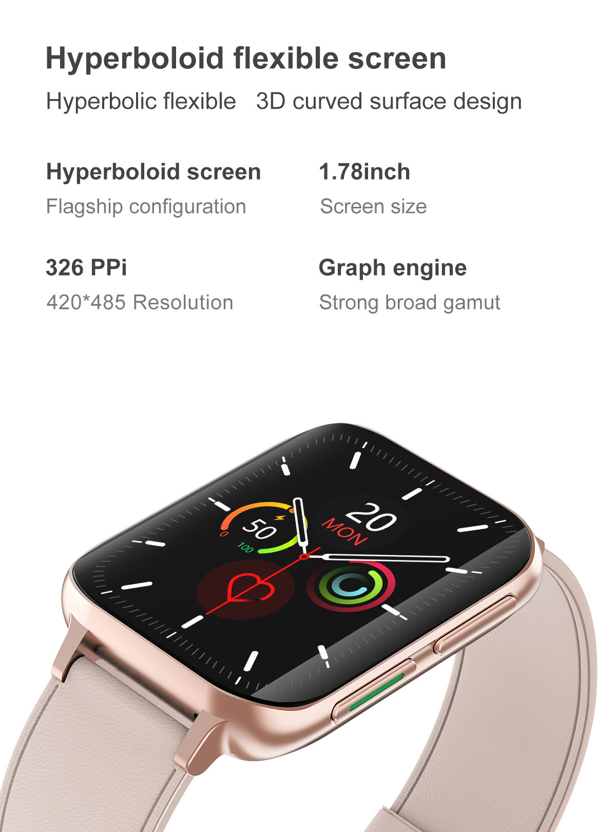 1.78 Inch 420*485 ECG Mp3 Heart Rate Healthy Sport Smart Watch