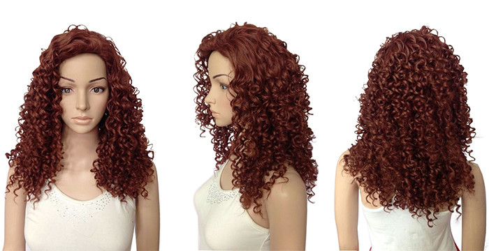Deluxe Kinky Curly Long Synthetic Wigs , 18 Inches Natural Synthetic Wig