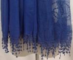 Chinese factory blue embroider tassel lace thin scarf 20%Cotton 80%Polyester 70