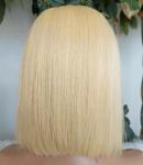 Short Bob Straight Human Hair blonde Lace Closure Wig Transparent 13X4 Lace