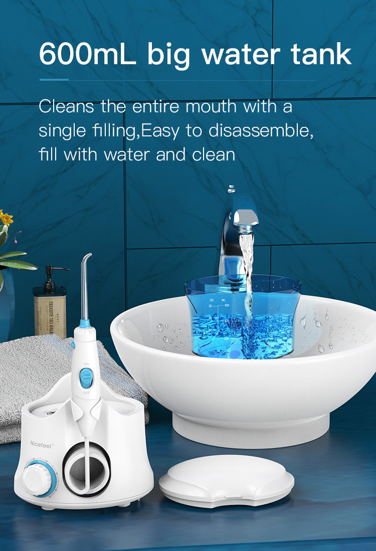 Teeth Whitening Countertop Water Flosser 600ml Electric Jet