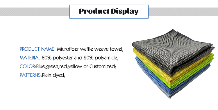 Polyester Microfiber Car Care Product 380 GSM Waffle Weave Drying Towels for Detailing