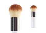 Wood Handle Brush Two Tone Nylon Hair Contour Makeup Brush White