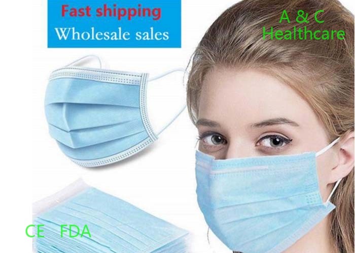 CE Standard 3 Ply Disposable Face Mask Non Woven Melt Blown Fabric