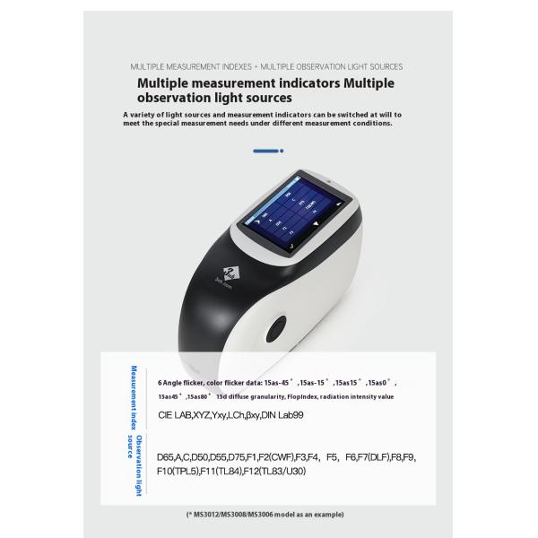 Portable Car Metallic Paint Colorimeter Multi-Angle Spectrophotometer MS3003 Three-Angle 25/45/110 Pearl Color Testing