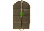 PP Non Woven Suit Zippered Garment Bags With Handles / Zip Closure Brown Color