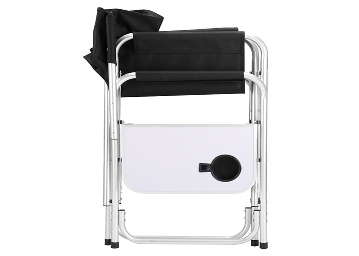 PE Coated Fabric Camping Foldable Chair With Table Cup Holder Side Bag Flat Tube